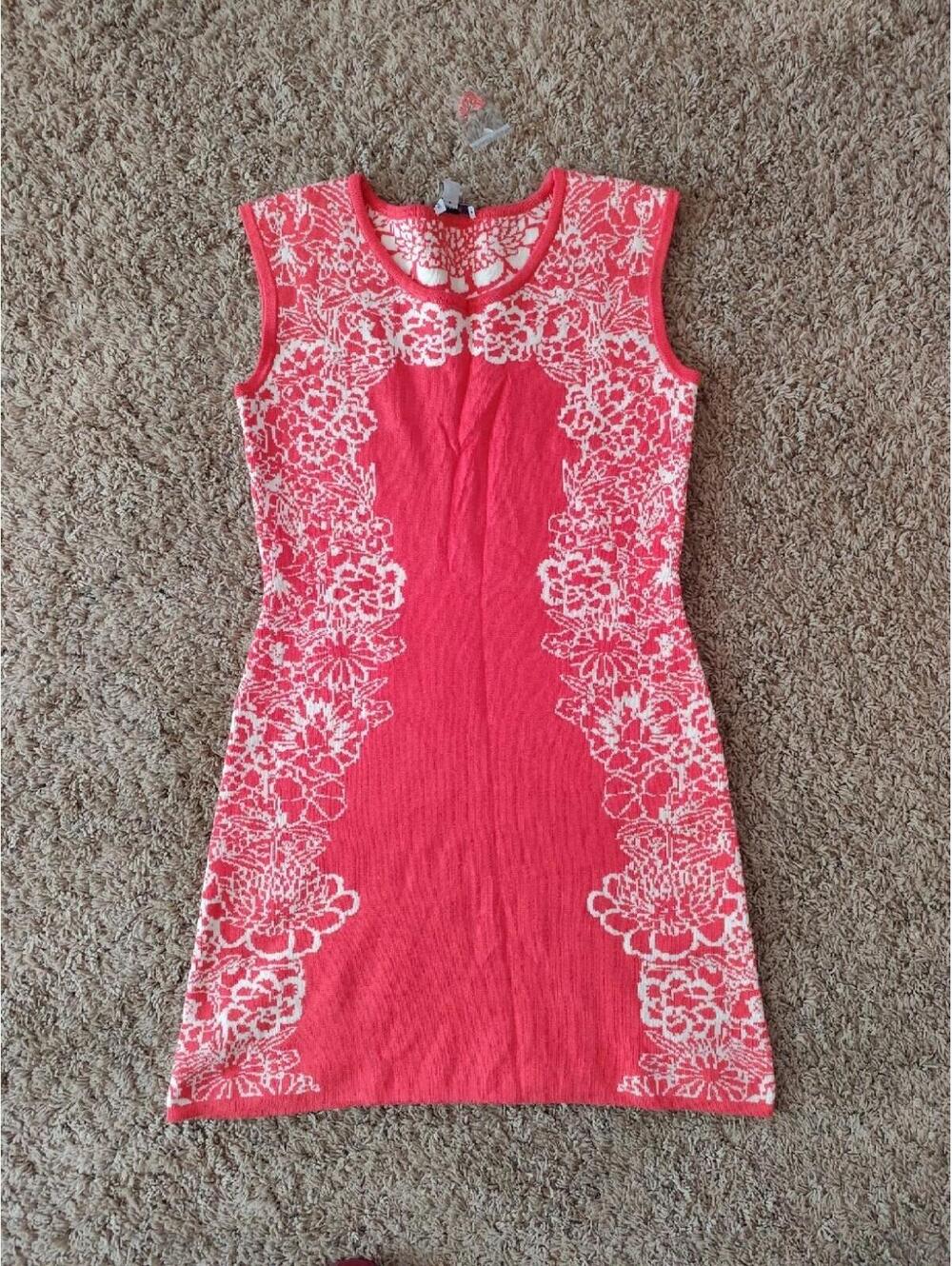 New Issac Mizrahi Live Floral Knit Dress Sheath Sz 2X Pink A252118 Womens F302